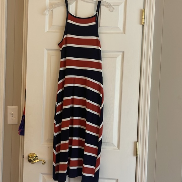 💙🧡Orange and Navy tulip hem dress🧡💙 - Picture 5 of 7
